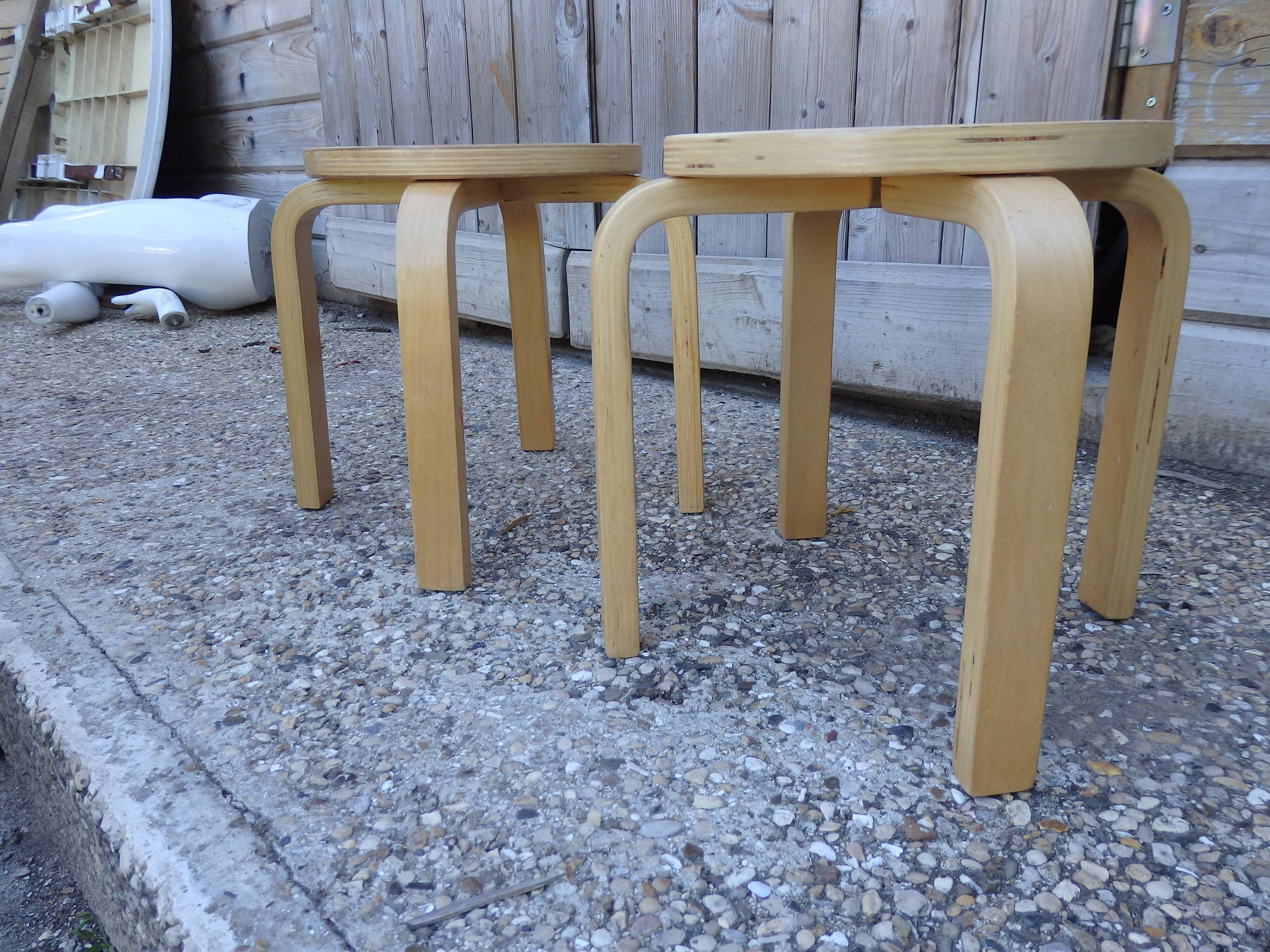 Pair of scandinavian vintage children's stool the
