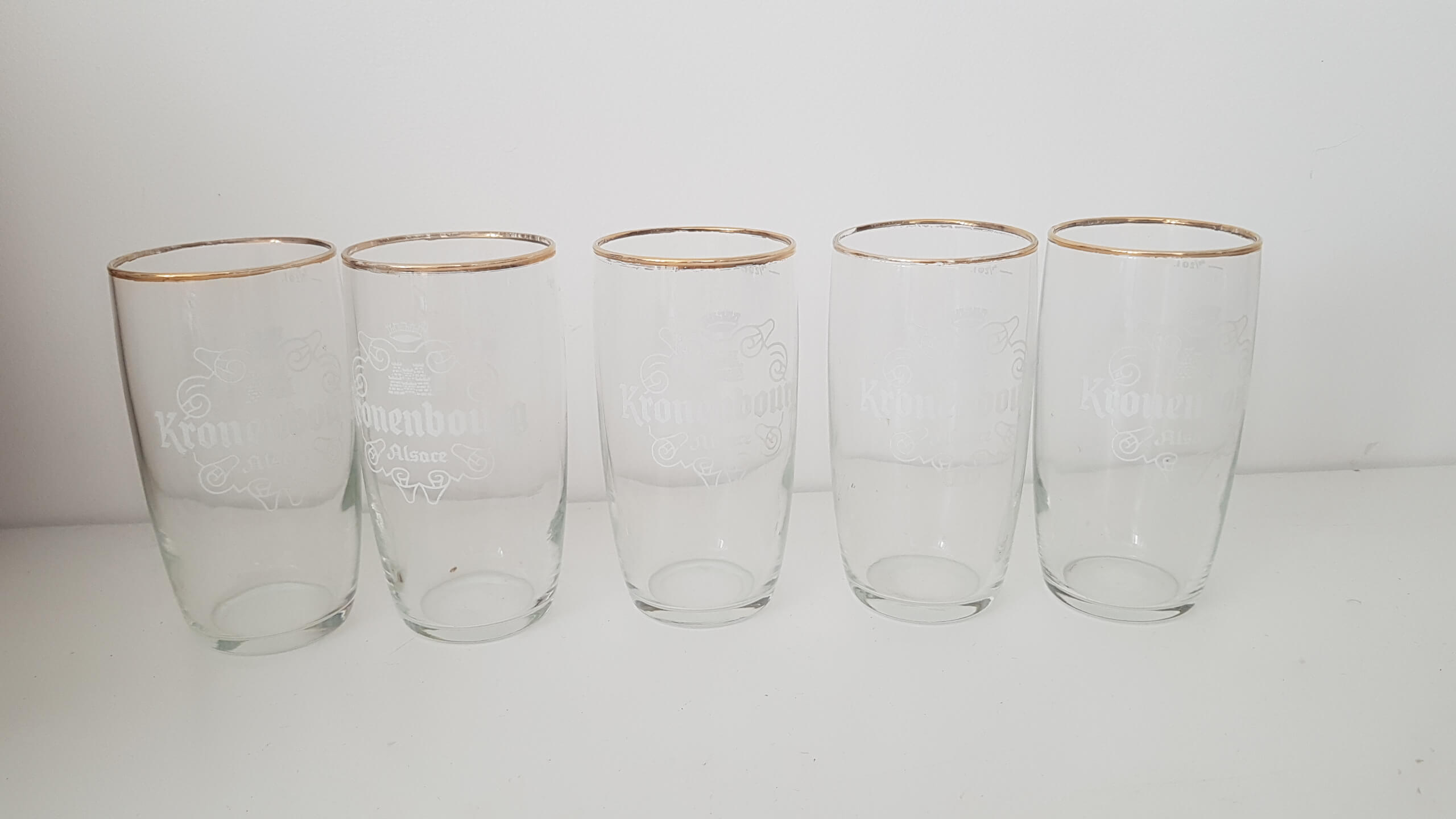 Vintage beer glasses - series of 5 of the brand KRONENBOURG (60's)