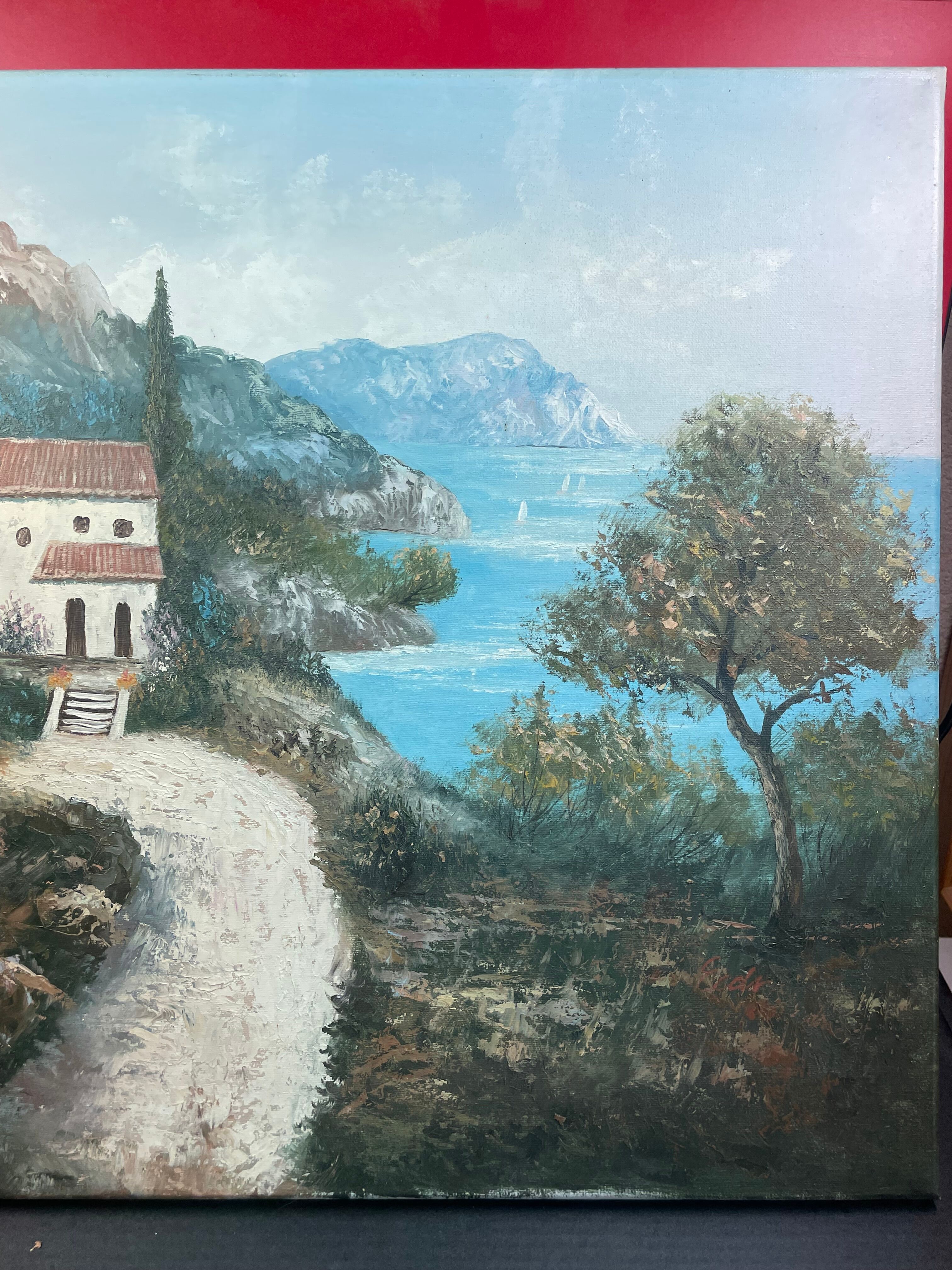 Painting without frame Oil on canvas Landscape of the Esterel