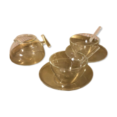 Lot de 2 tasses et  theiere en verre soufflé par  Mathias Paris