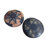 2 leather poufs