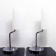 Pair of Italian chrome metal and white acrylic lamps