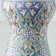 Mediterranean Table Lamp in Hand-Painted Spanish Ceramic, New Yellow Silk Shade
