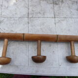Wooden coat rack turned in imitation of bamboo, 3 hooks, 1900s