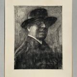 Antique Gentleman Portrait Copper etching By E.Zoir