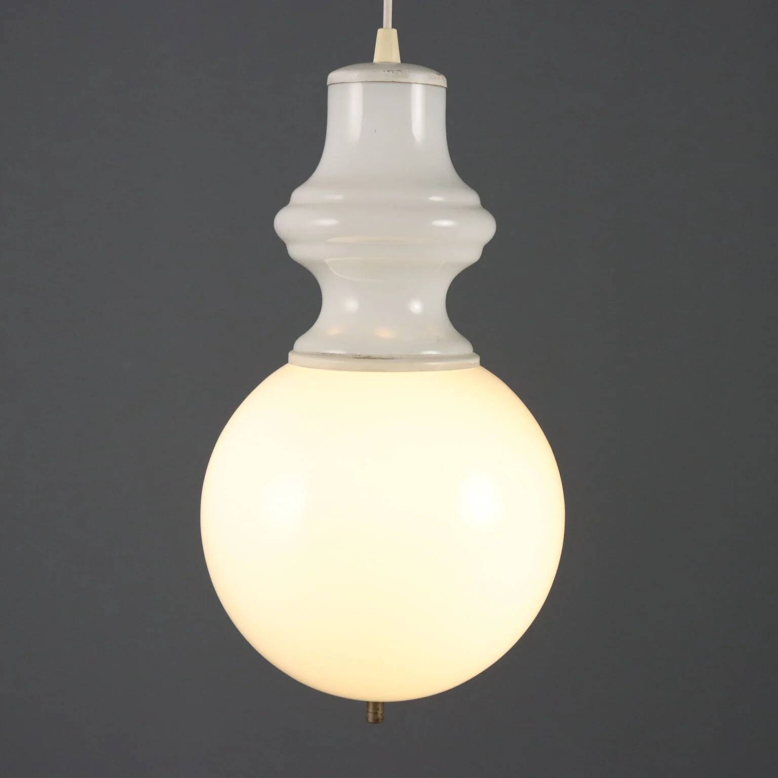 Lustre vintage des années 1960 en verre blanc