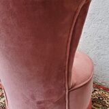 Powder pink velvet low chair