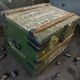Coffre de voyage industriel vintage en bois vert