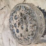 Glass flush mount ceiling lamp with crown