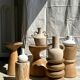 Artisanal terracotta vase painted white with double handles H:16 D:20