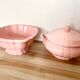 Lot of pink tableware "Faience de Salins" made in France