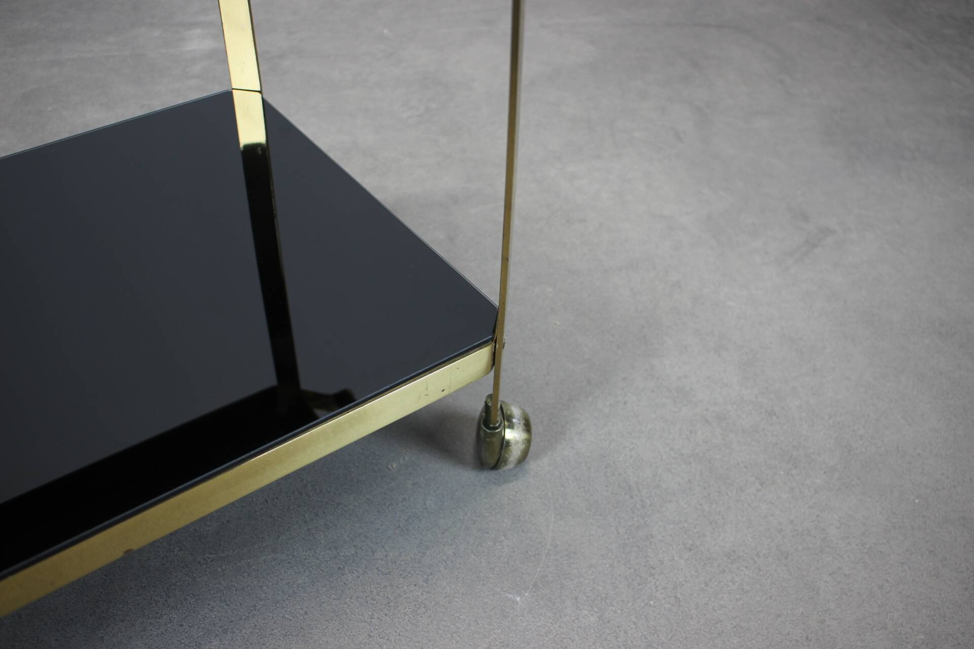 Brass service dessert set with black glass, Germany, 1970s