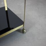 Brass service dessert set with black glass, Germany, 1970s