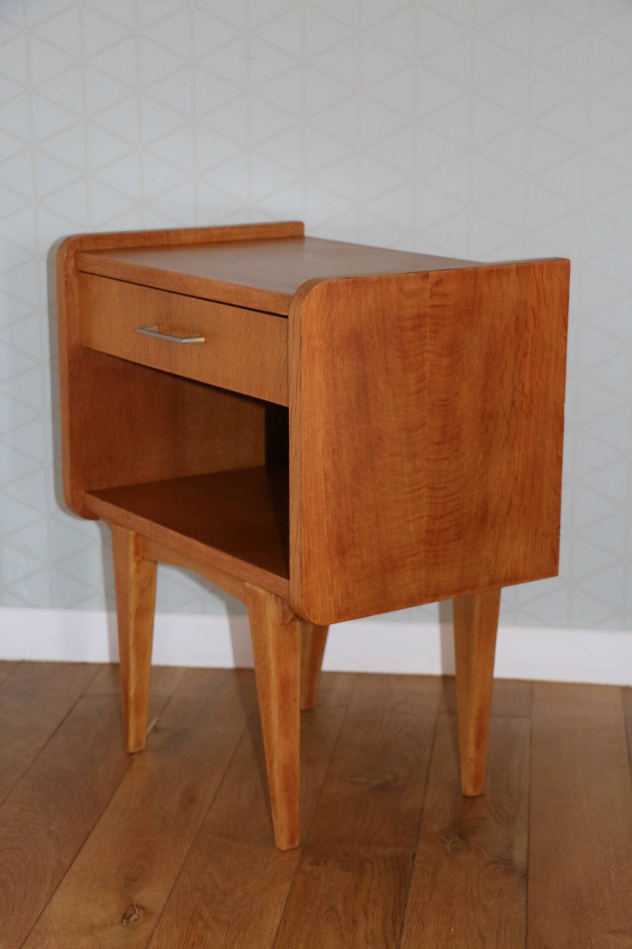Oak bedside table with drawer, 1960