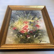 Still life of a bouquet of flowers, oil on canvas, signed.