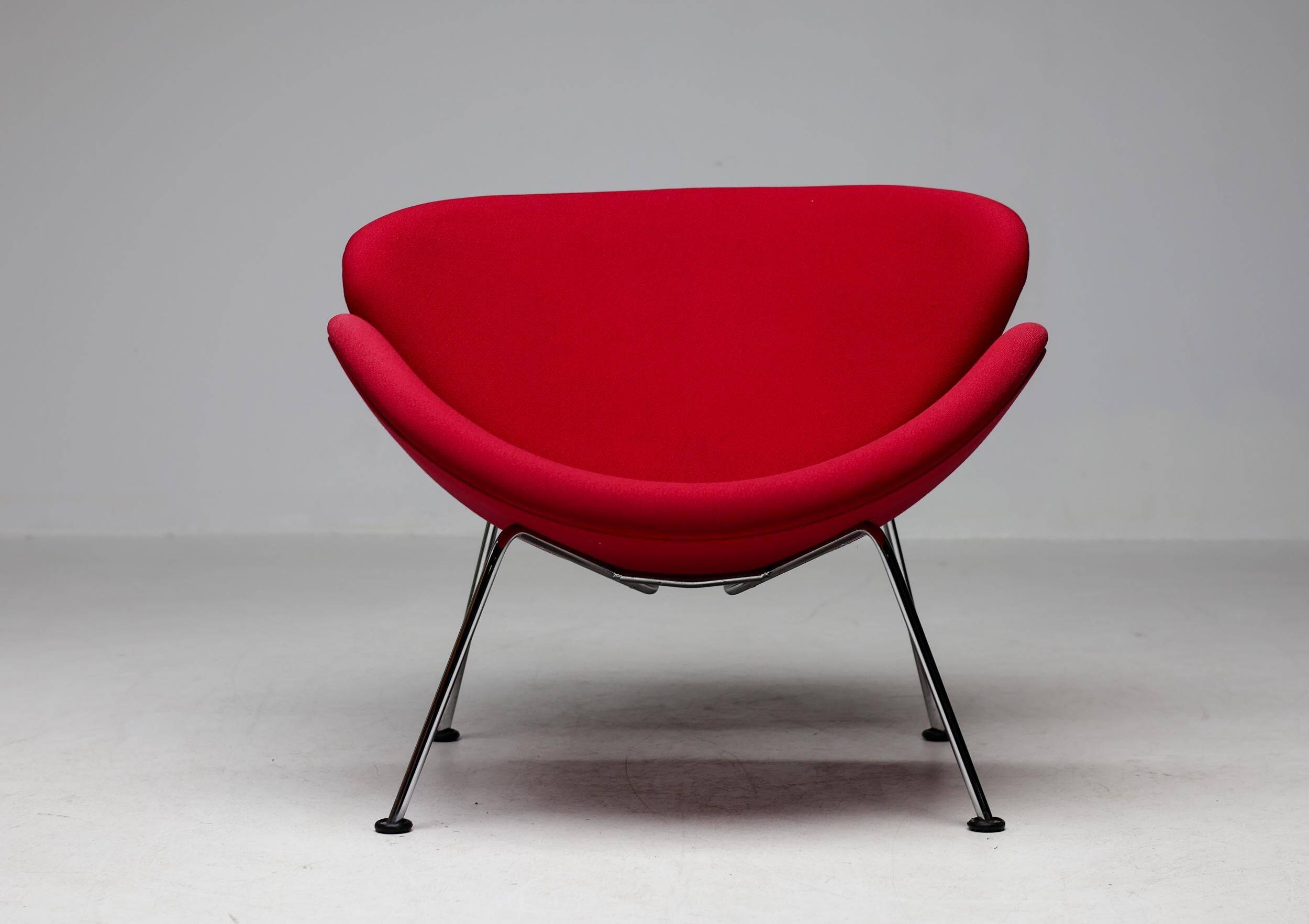 Mid-century modern chair with red and orange slices by Pierre Paulin
