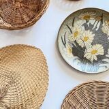 VINTAGE Wicker and Brass Wall COMPOSITION