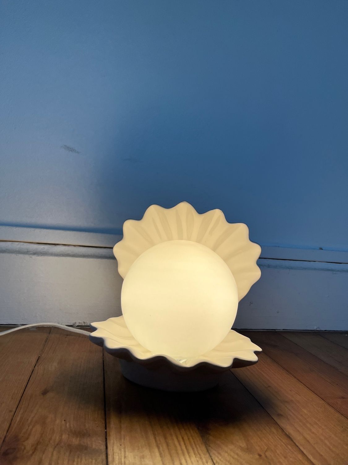 70s ceramic shell lamp | Selency