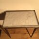 Louis XVI style side table in mahogany and white marble tray.