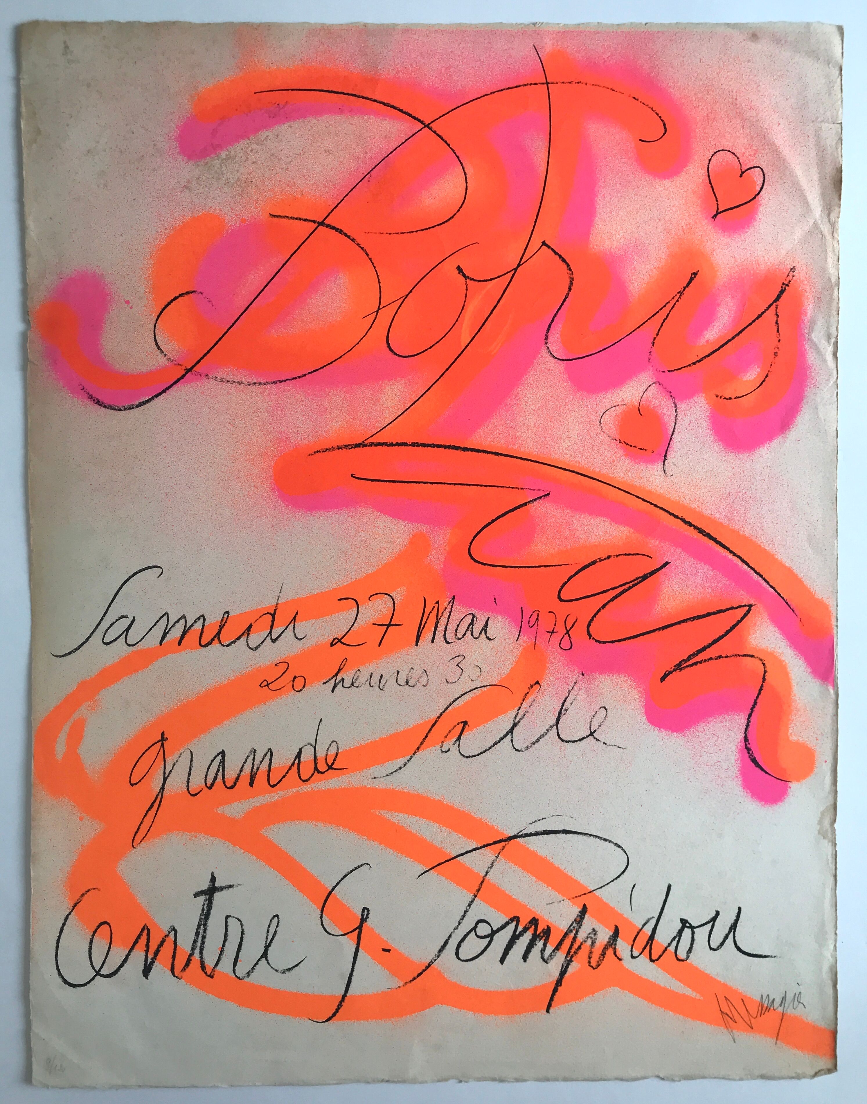 Original lithograph signed by Jean MESSAGIER, Centre Pompidou, 1978