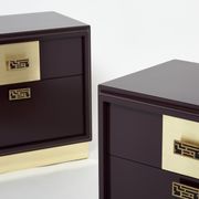 Pair of brass plum lacquer bedside tables Luciano Frigerio Italy 1970