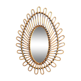 Vintage peacock rattan mirror 47x65cm