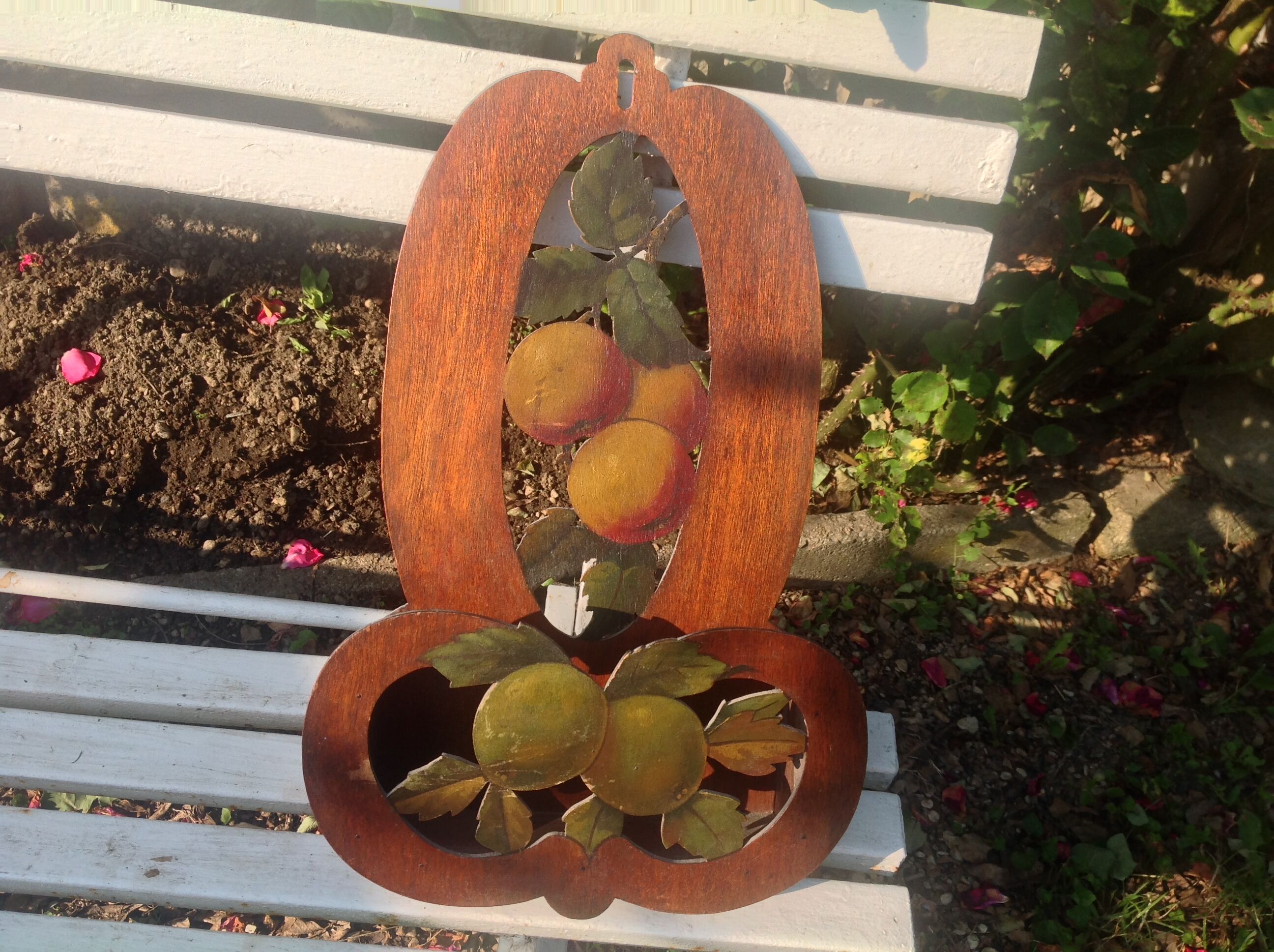 Letter holder range mail carved wooden decoration fruits