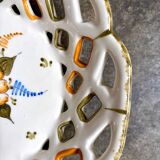 Openwork Moustiers bowl in hand-painted earthenware