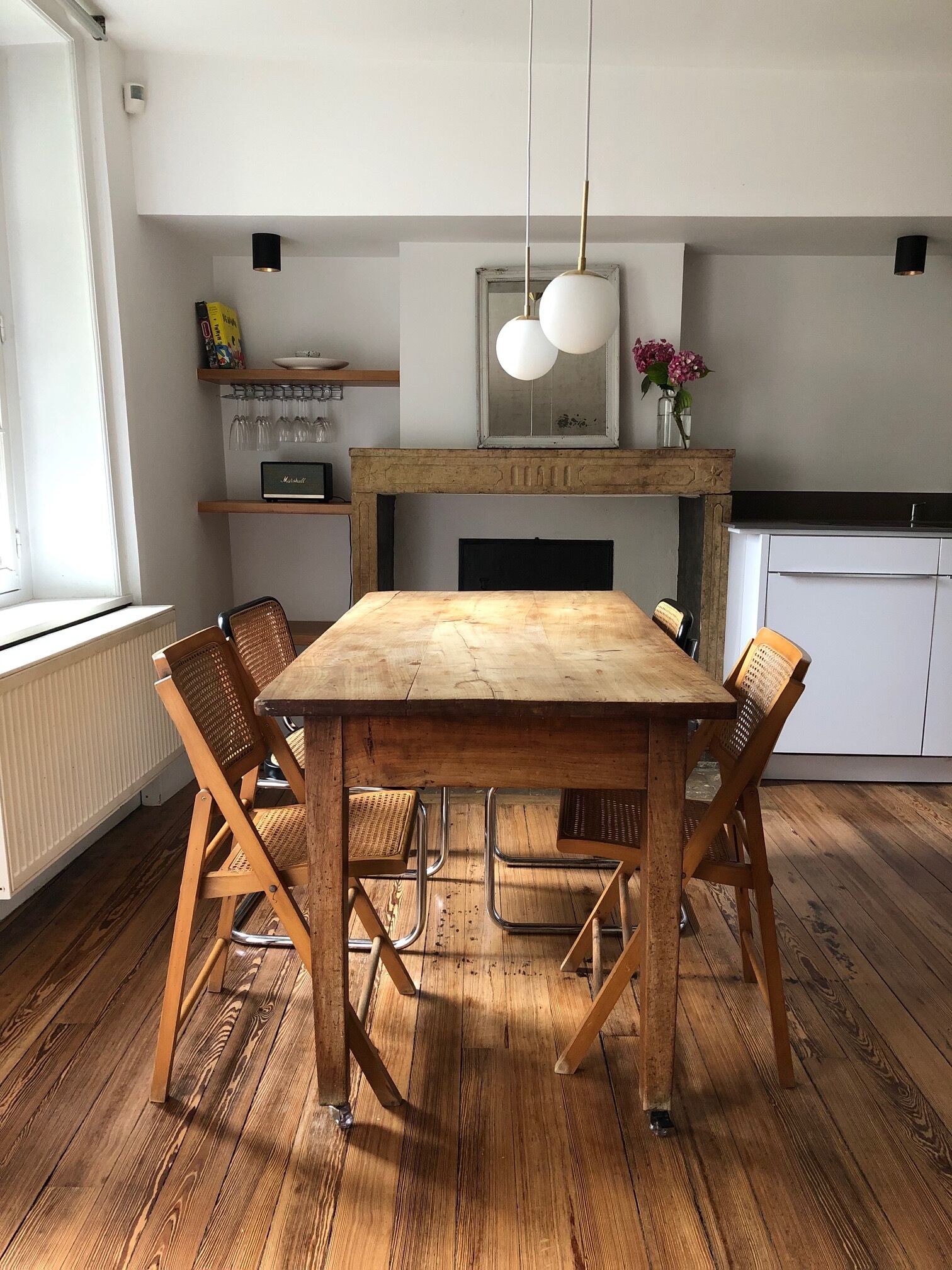 Solid wood farmhouse table