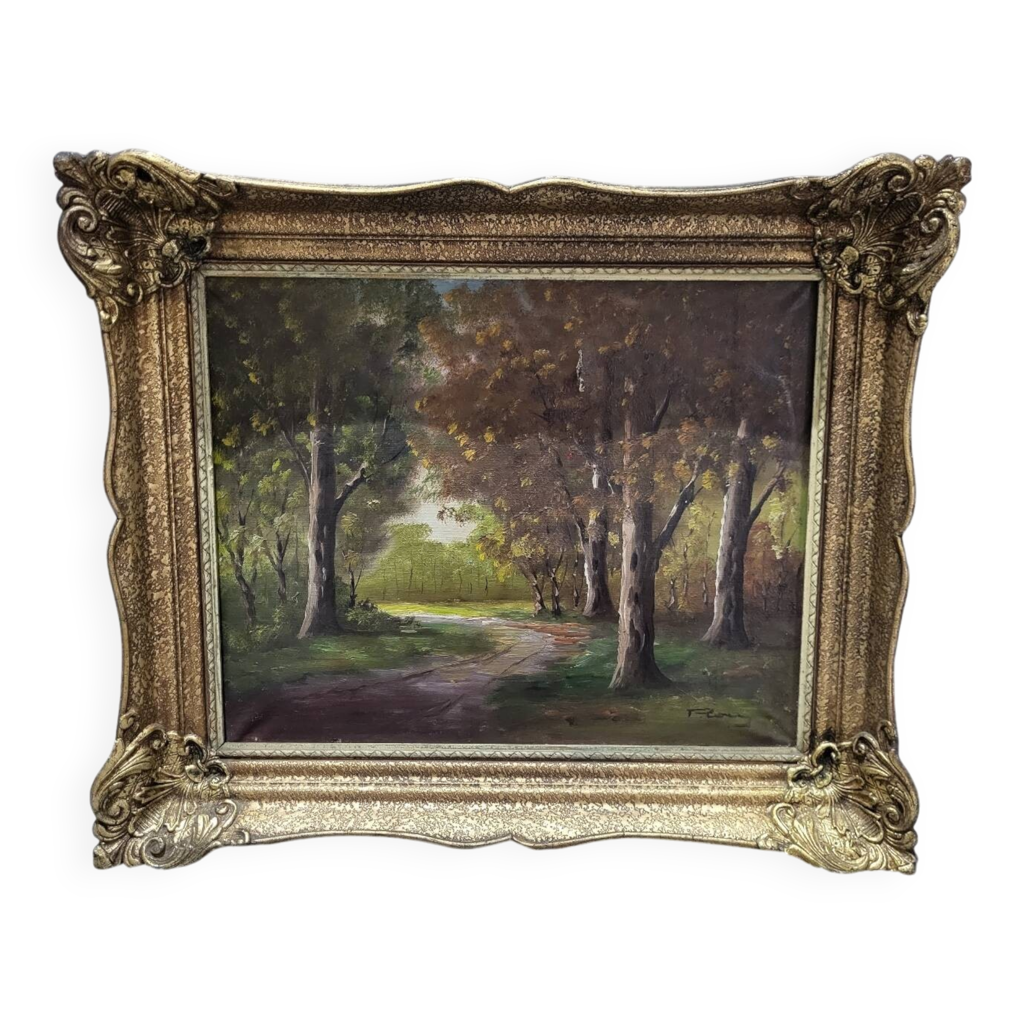 Signed oil painting on gilded wooden frame