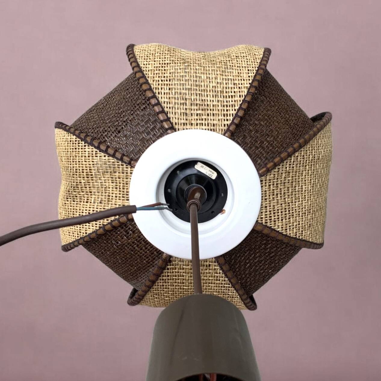 Vintage lotus flower pendant in two-tone braided rope