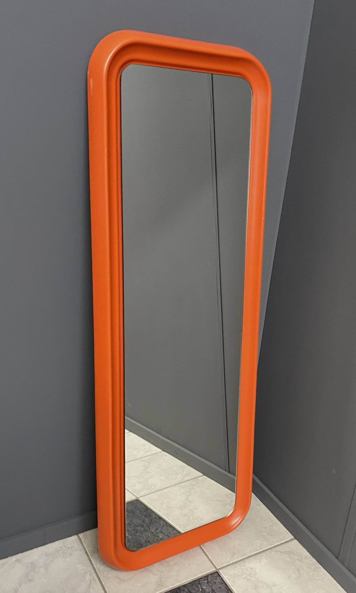 XXL orange Quadro mirror by Schönbuch 1970s