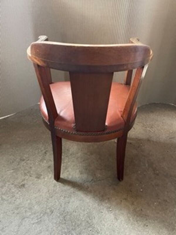 Fauteuil art deco, hêtre et cuir