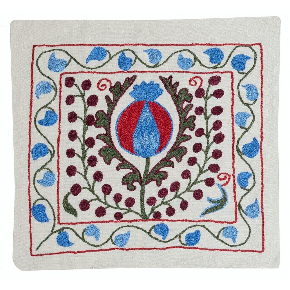 Housse de coussin brodée. Coussin d'accent fait main. Coussin en coton.