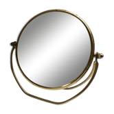 Miroir loupe pivotant en métal doré vintage 13x15cm