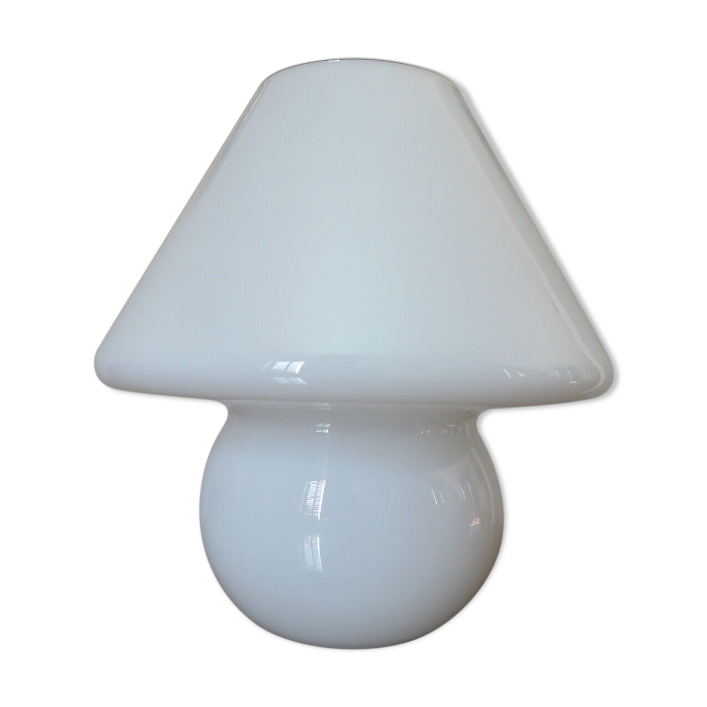 Mushroom lamp XXL Italian in white opaline 70s 80s