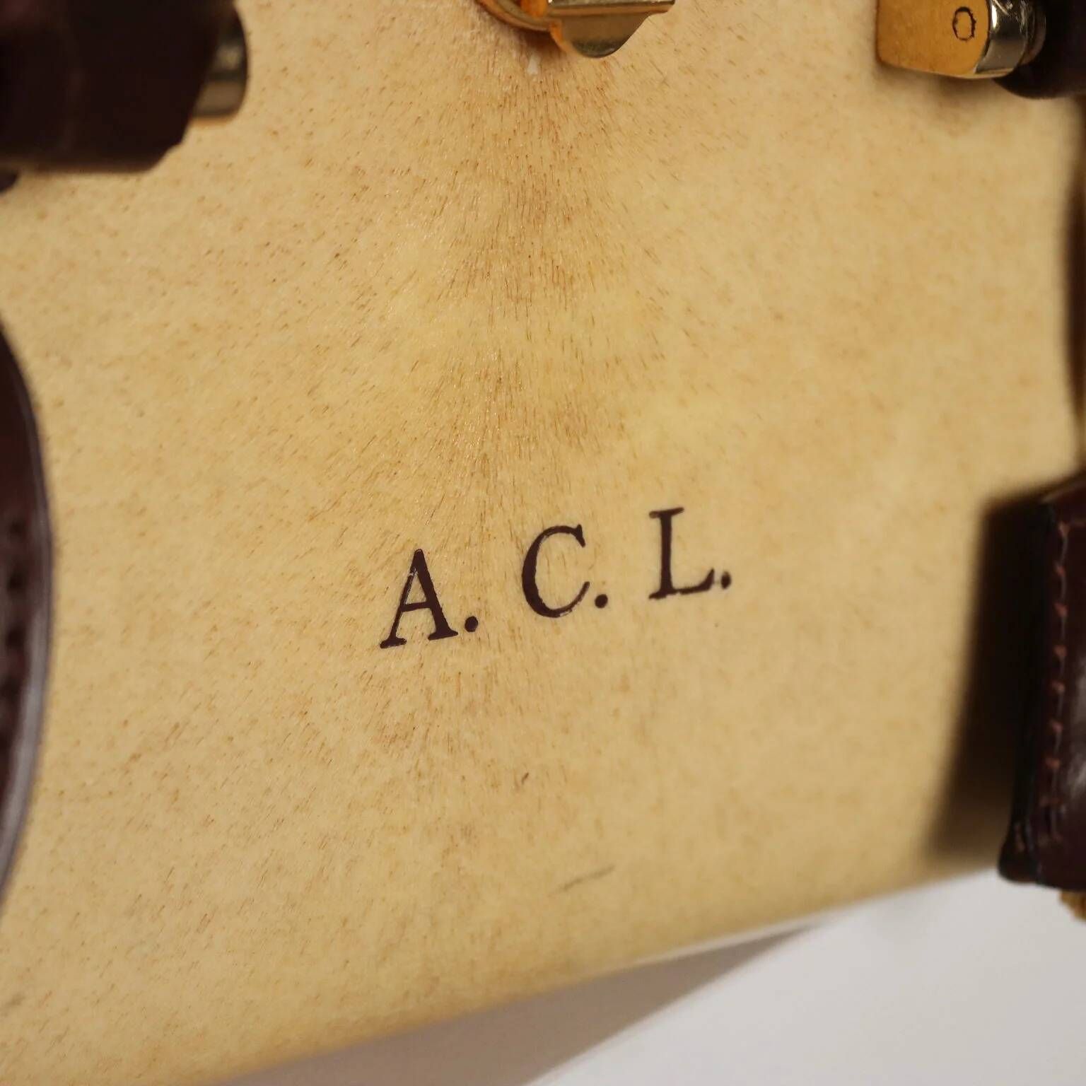Vintage suitcase in parchment, cotton and leather, Italy, 1960s