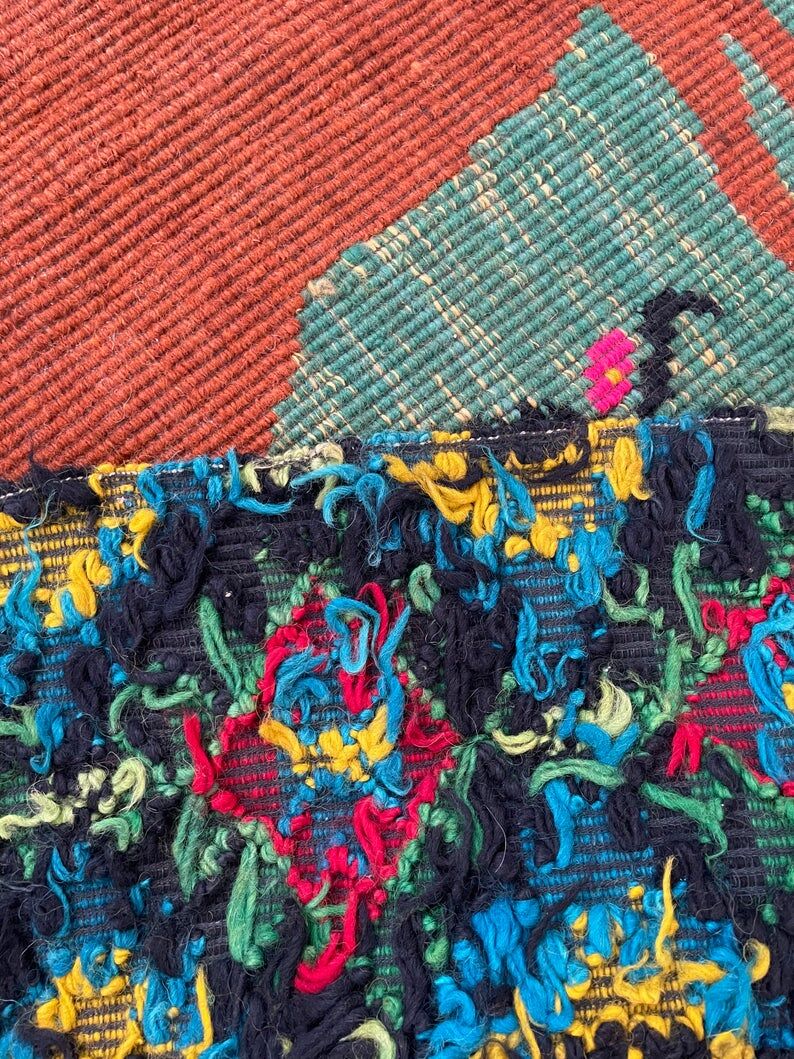Romanian vintage rug with deers, nature scenery