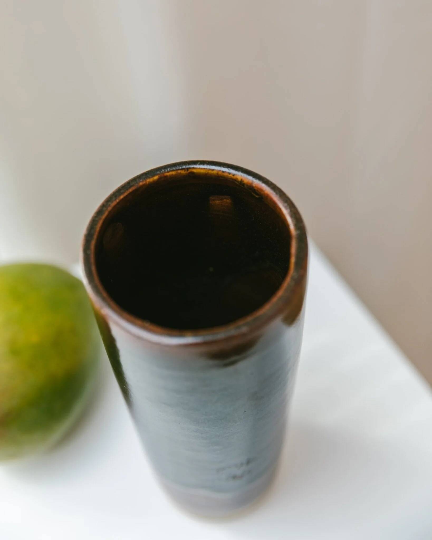 Vert ceramic vase by Werner Baumberger – studio stoneware, partially glazed, 1970s vintage