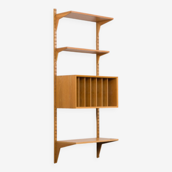 Poul Cadovius oak wall unit with vinyl records cabinet for Cado, 1970s