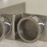Chrome-plated metal candle holder