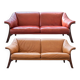 Frau sofas in cognac and burgundy leather, 1980s/90s, set of 2