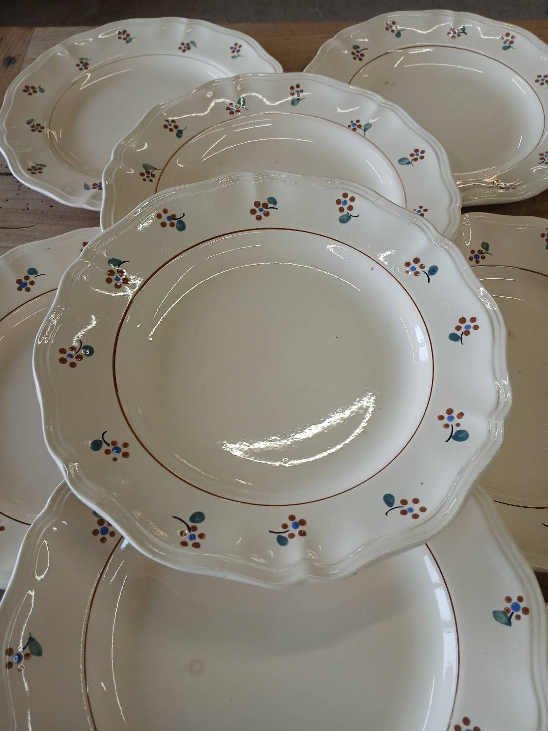 9 old flat plates Digoin Sarreguemines