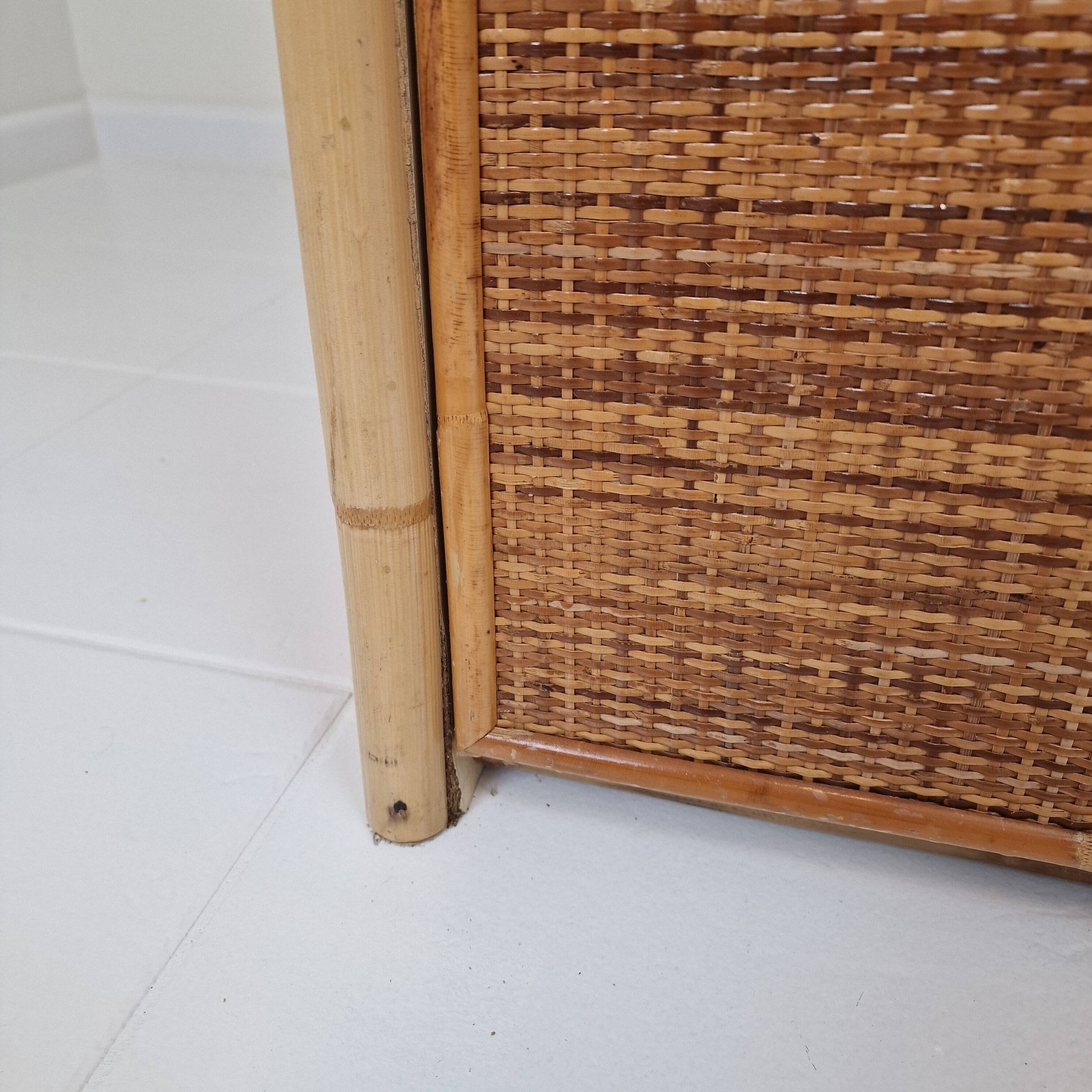 Italian Bamboo and Rattan Chest of Drawers or Credenza, 1980s