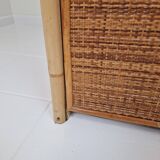 Italian Bamboo and Rattan Chest of Drawers or Credenza, 1980s