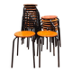 Vintage black wooden and metal stool, 1970s.