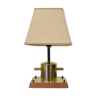 Vintage maritime bollard table lamp made from brass and wood, Netherlands 1970s