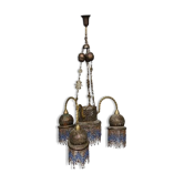 Brass chandelier oriental glass fringe