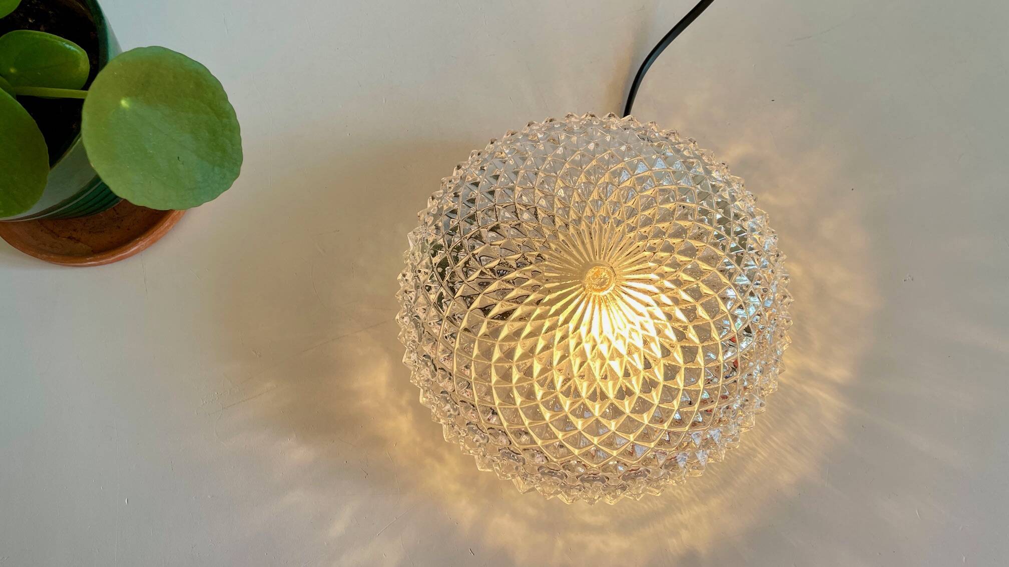 APPLIQUE Semi-Crystal Ceiling Light 1950s