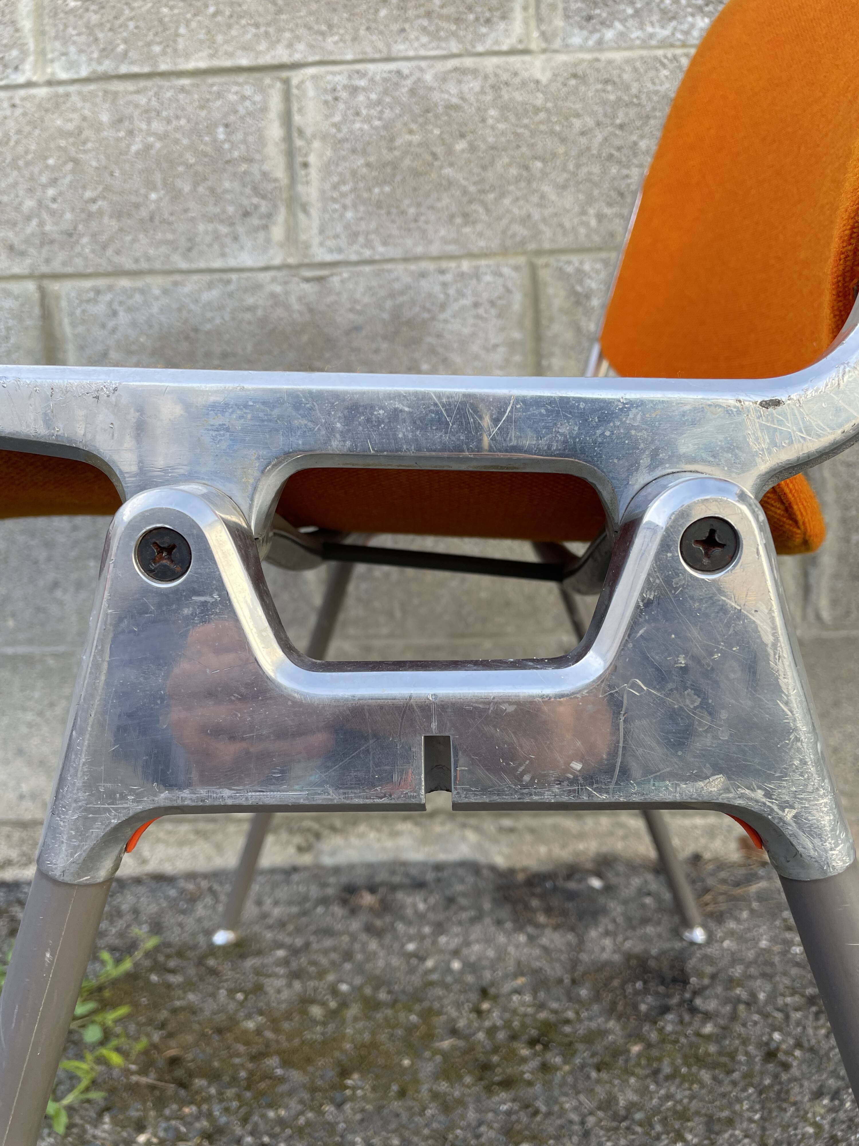 Set of 4 orange DSC 106 chairs Giancarlo Piretti for Castelli